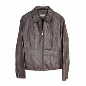 Vintage Valerie Separates Brown leather double zip short leather jacket womens L